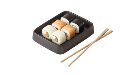3d set of sushi isolated on white
