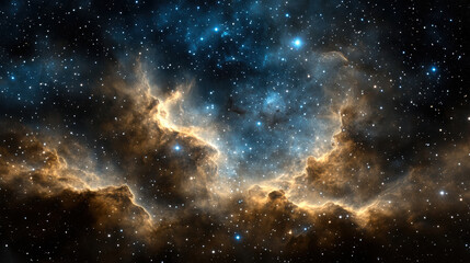 Chaotic orange and indigo nebula clouds with sparkling stars create mesmerizing cosmic scene