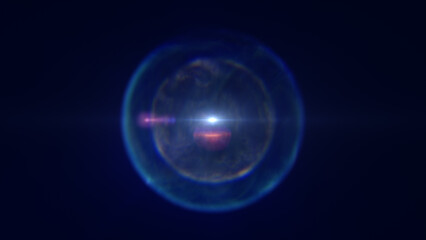 Small glowing orb emitting radiant starburst light, surrounded by translucent atmospheric energy rings
