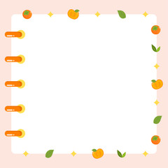 This is a cute persimmon theme spring note memo template background illustration with autumn fruit decoration. Vector illustration