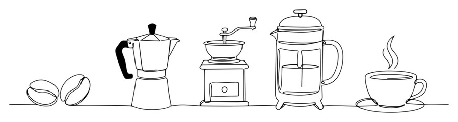 coffee making equipment line drawing