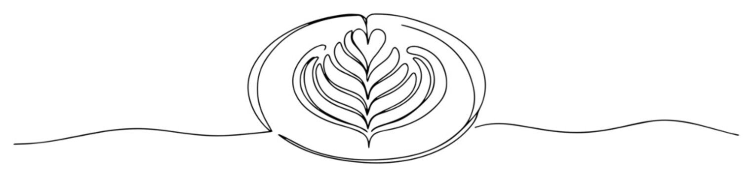 latte art one line vector illustration