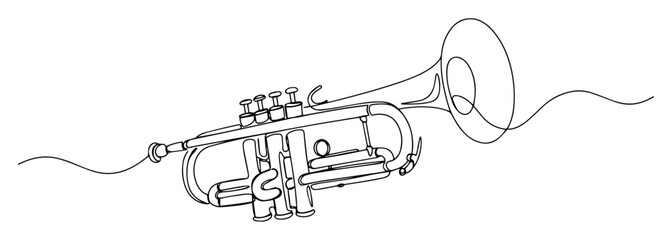 trumpet one line vector drawing © Wieslaw