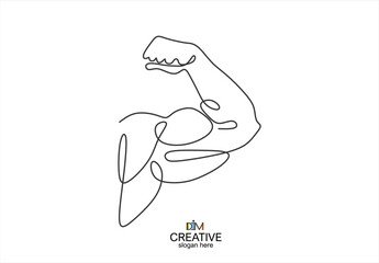 Muscular Arm Line Art Strength and Fitness Illustration.  line icon-continuous line drawing. Editable stroke.