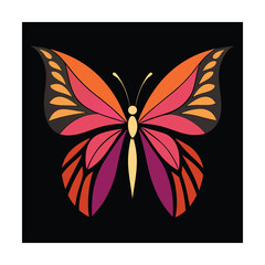 Colorful stylized butterfly illustration on a black background perfect for design projects