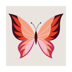 A beautiful vector illustration of a stylized butterfly with orange and pink wings