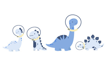 astronaut dinosaurs kids cartoon astro dino baby vector