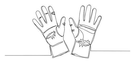 protective gloves one line vector illustration