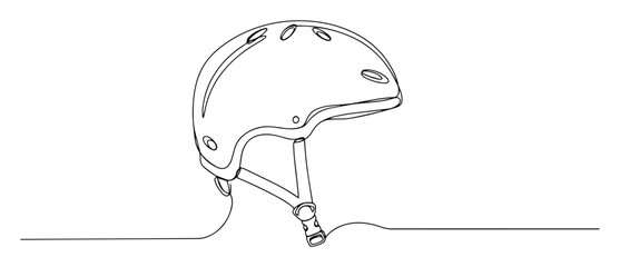 skate helmet one line vector drawing