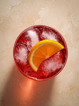 campari cocktail, spritz, orange garnish