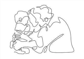 A joyful family moment with a father, mother, and their one-year-old, hugging and smiling. Continuous Line. line icon-continuous line drawing.