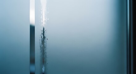 Steamy Shower Door with Water Droplets Abstract Interior Background