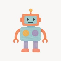 Fototapeta premium Colorful cartoon robot illustration.