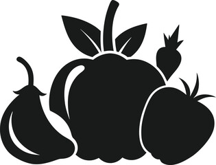 Fresh Vegetables Silhouette: Healthy Food

