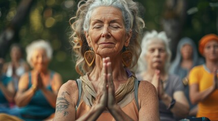 A serene group of women engage in meditation in a lush outdoor setting, reflecting tranquility, community, and the importance of mindful practices on wellness journeys.