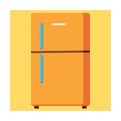 Illustration of a modern orange refrigerator with a minimalist design in a flat style