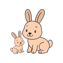Cute cartoon Rabbit coloring book illustration vector design templates simple and modern concept
