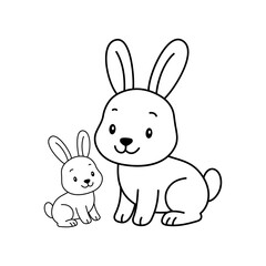 Cute cartoon Rabbit coloring book illustration vector design templates simple and modern concept