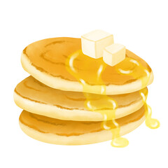 Hand-Drawn Pancakes with Butter and Honey