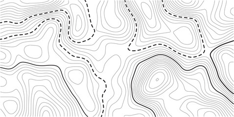 Abstract topo contour map on white background, Topographic map Topographic contour lines map seamless pattern. Geographic mountain relief diagram line wave carve pattern