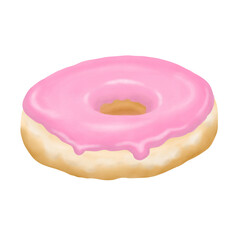 Pink Frosted Donut Illustration