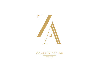 ZA, AZ Abstract Letters Logo Monogram design Font Icon Vector