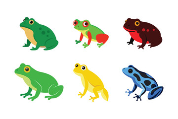 Set of colorful frog digital elements