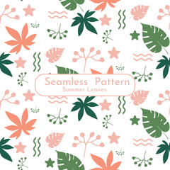 Modern seamless pattern with tropical leaves