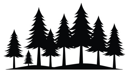 Fototapeta premium Silhouetted pine trees forest woodland nature scene