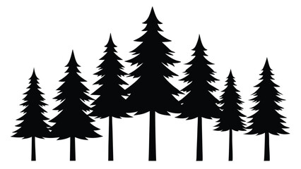 Fototapeta premium Silhouetted pine trees forest winter nature graphic
