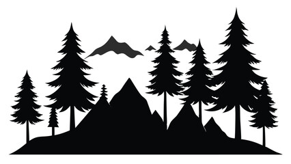 Obraz premium Majestic mountain silhouette with evergreen trees
