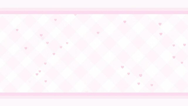 Aesthetics Sweet Pastel Pink Plaid Wallpaper With Cute Pink Little Heart Decaration Video Motion Background