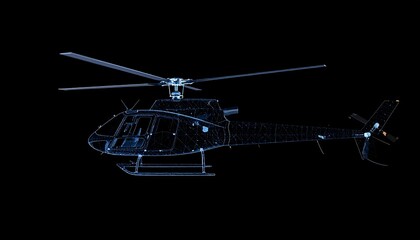 Wireframe Helicopter Night Flight.