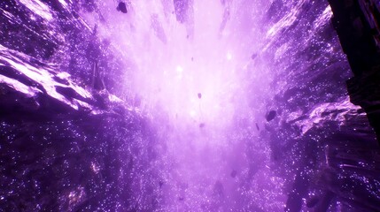 Purple cavern with floating debris glow