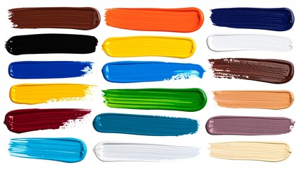 Procreate brush strokes in acrylic paint style — varied widths, thick texture, high-resolution PNG with transparent backgrounds
