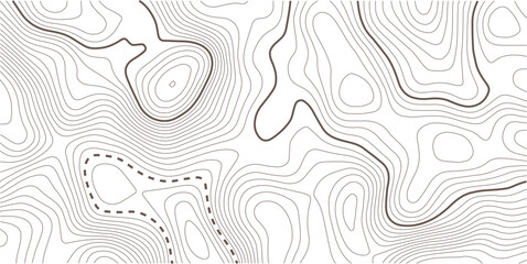 Abstract topo contour map on white background, Topographic map Topographic contour lines map seamless pattern. Geographic mountain relief diagram line wave carve pattern
