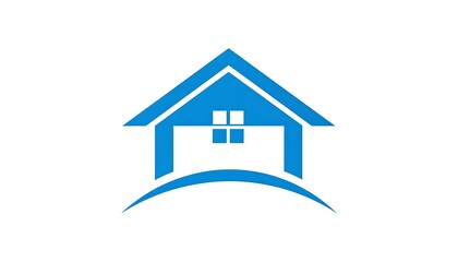 Blue House Icon with Home Symbol.