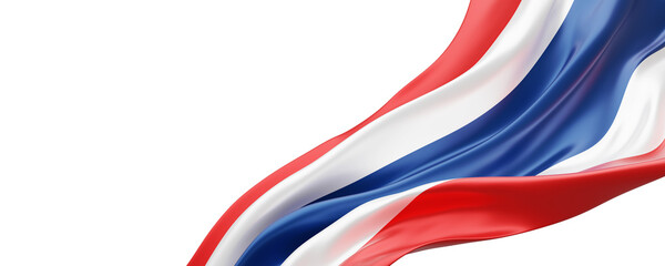 Thailand flag flying isolated on transparency background with copy space 3D render