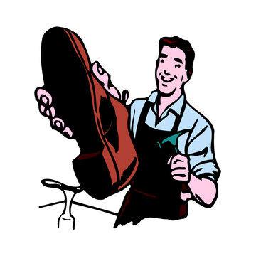 shoemaker holding brown shoe clip art preview