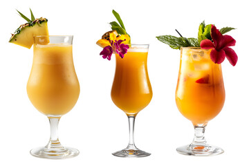 ava Flow is a Hawaiian cocktail on the glass, white background, high focus side view