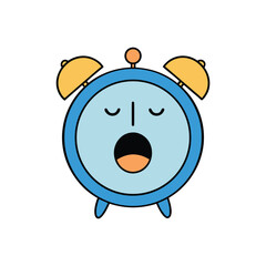 A sleepy alarm clock yawning