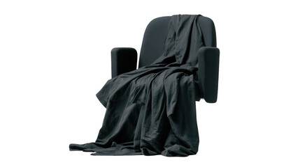 Naklejka premium Dark coat draped over a vacant seat, creating a sense of absence and mystery, isolated on transparent background, perfect for compositing and creative projects