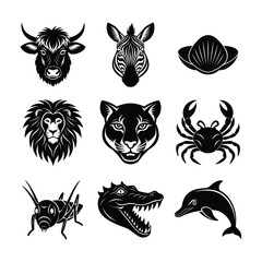 Obraz premium Set of animal vector Silhouette illustration