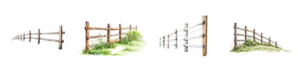Fototapeta premium Wooden fences in a serene rural landscape