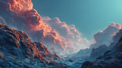 Stunning landscape featuring vibrant clouds and rocky terrain, evoking sense of wonder