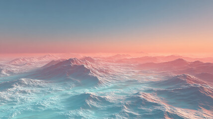 Serene landscape of soft waves and pastel colors, evoking tranquility and calmness