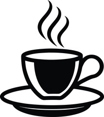 Abstract Line Icon of Coffee Cup and Plate vector silhouette illustration