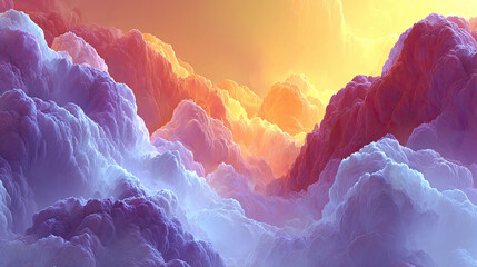 Colorful clouds in dreamy sky at sunset create serene atmosphere