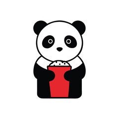 A panda eating popcorn