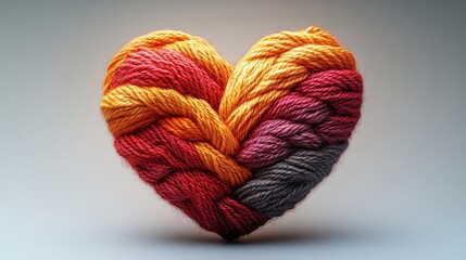 Colorful Yarn Heart Shape Crafted from Various Threads